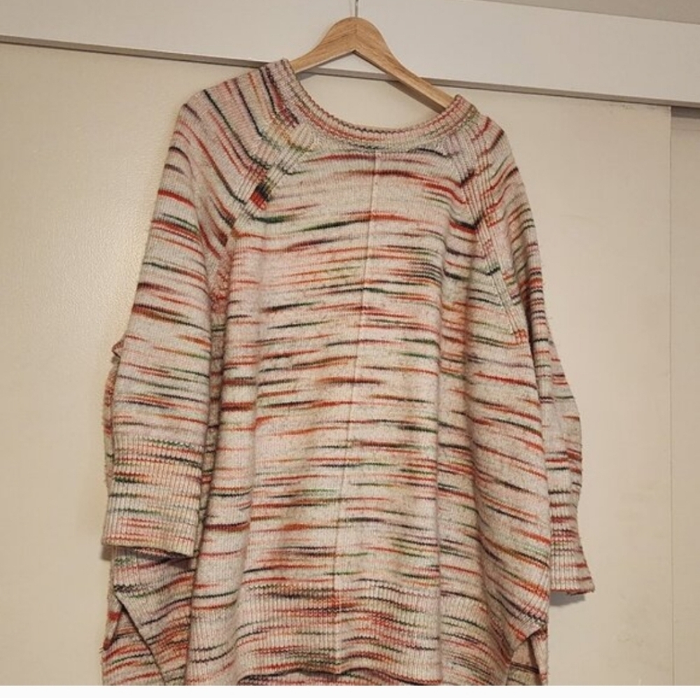 Lou & Grey for LOFT Multicolor Striped Sweater L/XL Cream Oversized Cozy Knit - Picture 3 of 3
